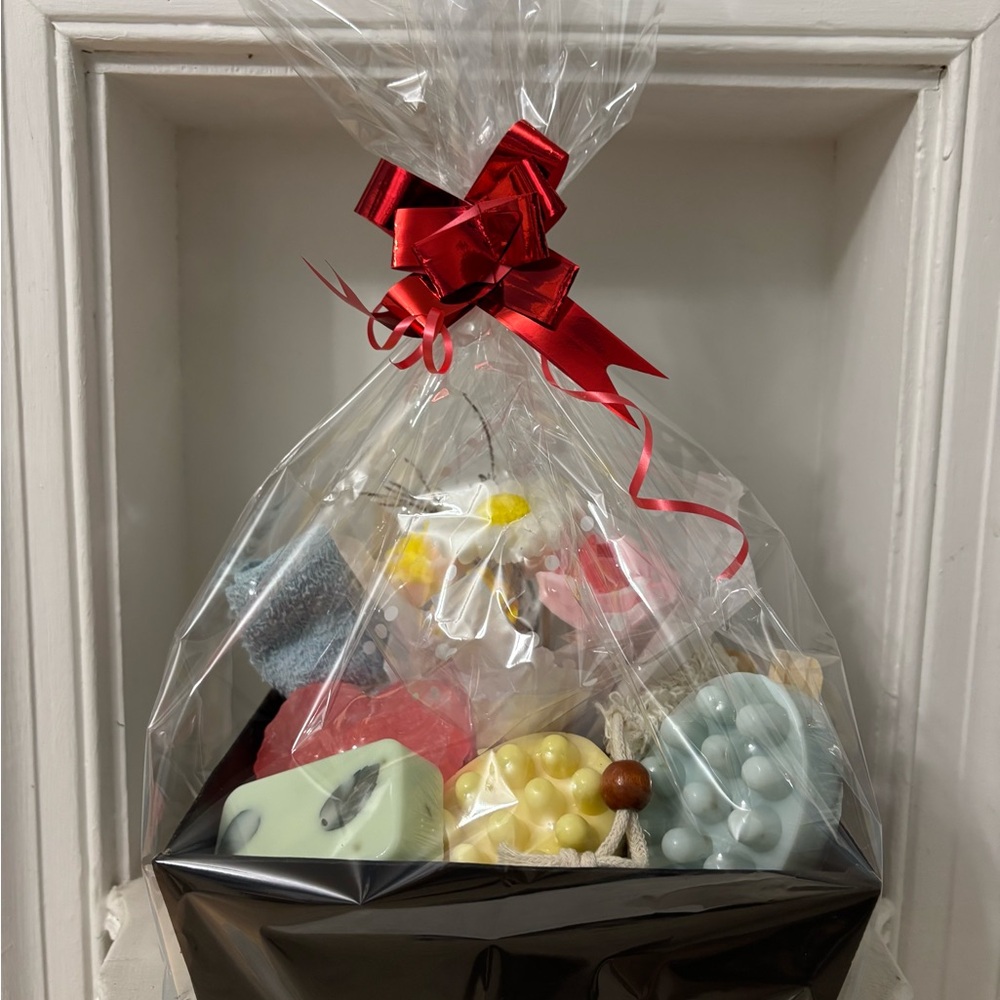 Gift Basket with Assorted Soaps and gifts